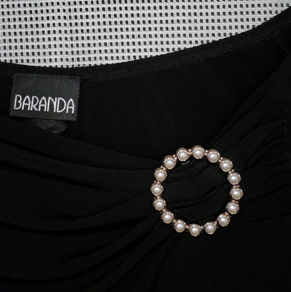 EUC Baranda Cowl Neck Blouse With Brooch - Picture 2 of 5